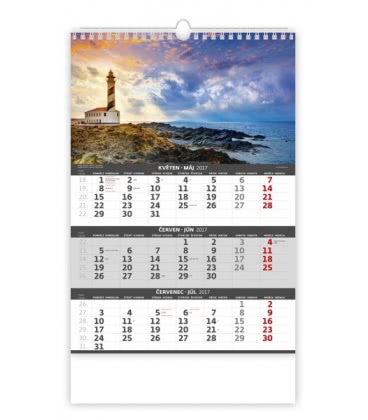 Nástěnný kalendář Pobřeží - 3měsíční/Pobrežie -3mesačné 2017