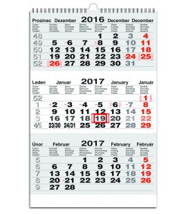 Nástěnný kalendář Tříměsíční pracovní  2017