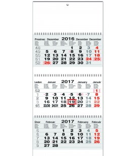 Nástěnný kalendář Tříměsíční pracovní skládaný - spirála  2017