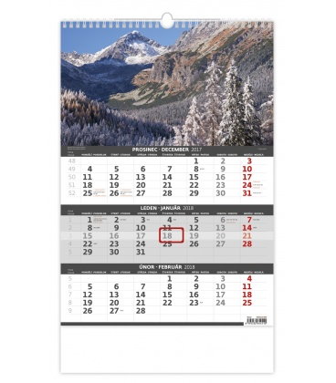 Nástěnný kalendář Hory – 3měsíční/Hory – 3mesačné 2018