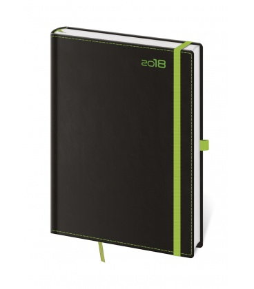 Weekly Diary A5 Black Green with strap for pen 2018