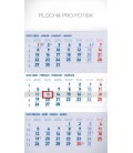 Nástěnný kalendář 3měsíční standard modrý – s českými jmény 2018