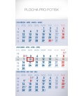 Wandkalender 3měsíční standard modrý – s českými jmény 2018