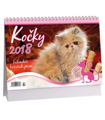 Table calendar  Kočky + kočičí jména 2018