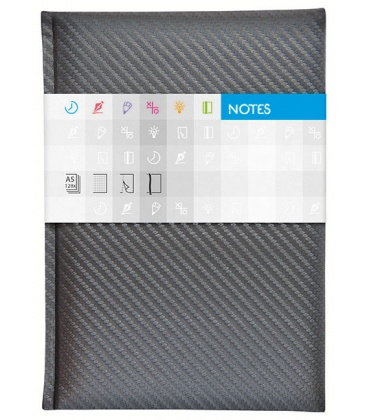 Notepad A5 Carbon lined stříbrný 2018
