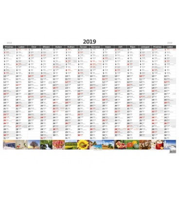 Wandkalender Jahresplanungskarte A1 mit Bildern 2019