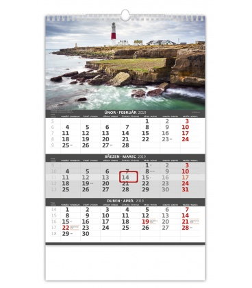 Nástěnný kalendář Pobřeží - 3měsíční/Pobrežie - 3mesačné 2019