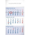 Wall calendar 3months standard blue with Czech names 2019