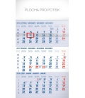 Wall calendar 3months standard blue with Czech names 2019
