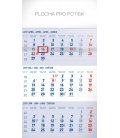 Nástěnný kalendář 3 mesačný štandard modrý – so slovenskými menami SK 2019