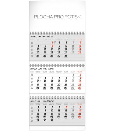 Wall calendar 3months standard foldable with Slovak names 2019