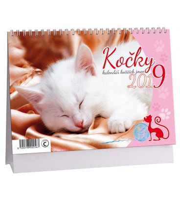 Stolní kalendář Kočky + kočičí jména  2019