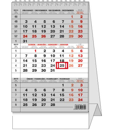 Table calendar Mini Tříměsíční 2019
