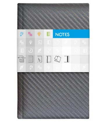 Pocket Notizbuch Carbon liniert stříbrný 2019