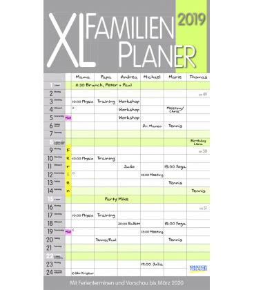 Wall calendar XL Familienplaner Pastell 2019
