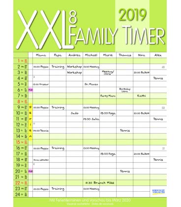 Wandkalender XXL Family Timer 8 2019