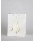 Vánoční dárková taška MR - 18 x 22 x 9 cm - bílá s ražbou