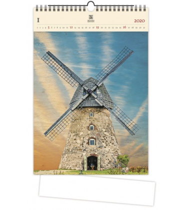 Wood Wall calendar Windmill 2020