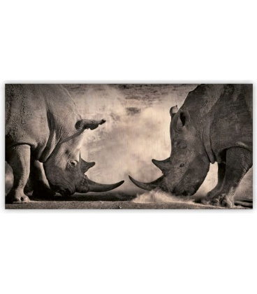 Wandkalender - Holzbild - Rhinos 2020