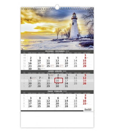 Wall calendar Coast -3 monthly /  Pobřeží - 3měsíční/Pobřežie - 3mesačné 2020