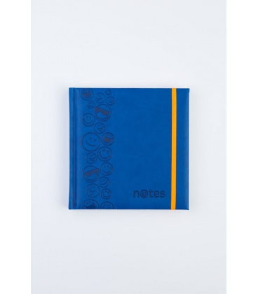 Notepad 4Q with ribber band Vivella/ražba Smajlíci blue, orange 2020