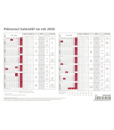 Tischkalender Plánovací karta 2020