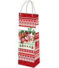Vánoční dárková taška LA - 12,5 x 35 x 9 cm - Dekorace červená, lamino, láhev