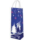 Vánoční dárková taška LA - 12,5 x 35 x 9 cm - Stromek, lamino, láhev