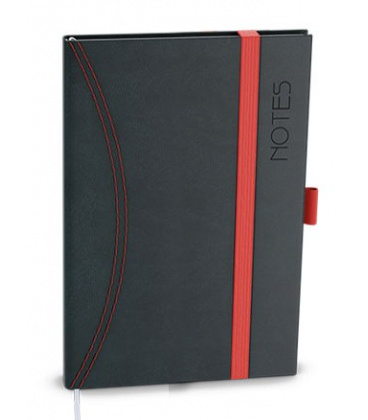Notepad lined with a pocket A6 - nero black, red 2021