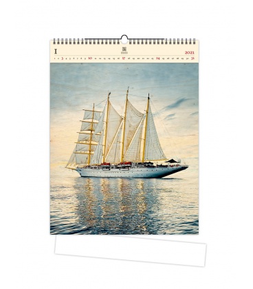 Nástěnný kalendář Sailing (motiv na dřevěném materiálu) 2021