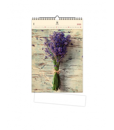 Wall calendar Lavender (motive on the wooden material) 2021