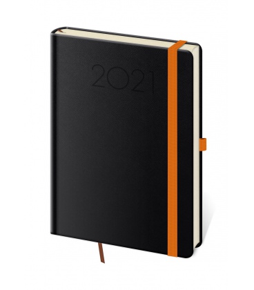 Tagebuch - Terminplaner A5 New Praga schwarz, orange 2021