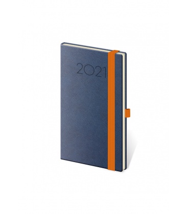 Pocket-Wochentagebuch-Terminplaner New Praga blau, orange 2021