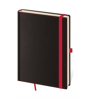 Notes - Zápisník Black Red - linkovaný S černá, červená 2021