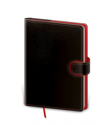 Notes - Zápisník Flip A5 linkovaný černá, červená 2021