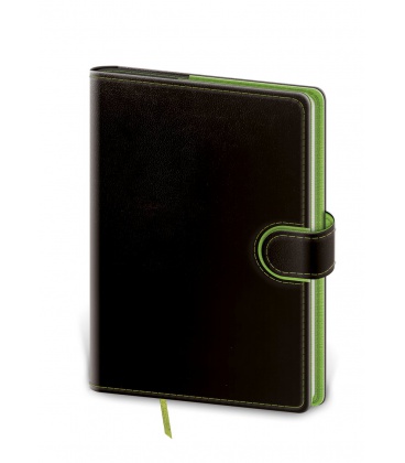 Notes - Zápisník Flip B6 linkovaný černá, zelená 2021