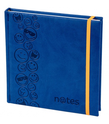Notepad 4Q with rubber band Vivella/ražba Smajlíci blue, orange 2021