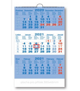 Wall calendar 3monthly working - blue  2021