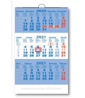 Wandkalender 3Monate Arbeit - blau  2021