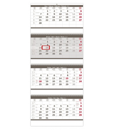 Wall calendar Grey 4 monthly - folded  / Čtyřměsíční skládaný šedý 2022