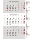 Nástěnný kalendář Tříměsíční šedý s poznámkami 2022