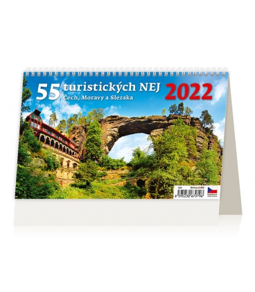 Table calendar 55 turistických nej Čech, Moravy a Slezska 2022