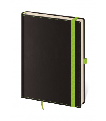Notes - Zápisník Black Green - linkovaný L černá, zelená 2022