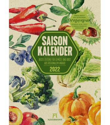 Wall calendar Saisonkalender - Obst & Gemüse - Graspapier-Kalender 2022
