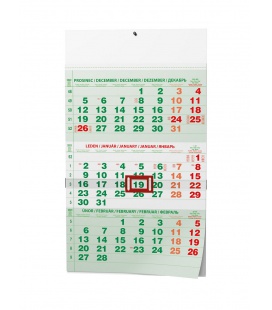 Wall calendar Tříměsíční - A3 (s mezinárodními svátky) - zelený 2023