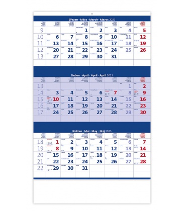 Wall calendar Blue 3 monthly / Tříměsíční modrý 2023
