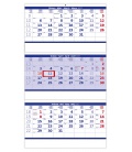 Nástěnný kalendář Tříměsíční skládaný modrý 2023