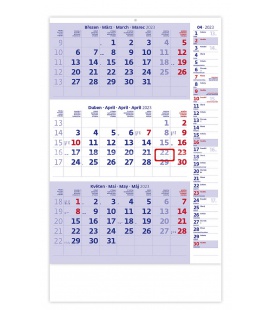 Wall calendar  Blue 3 monthly with notes / Tříměsíční modrý s poznámkami 2023