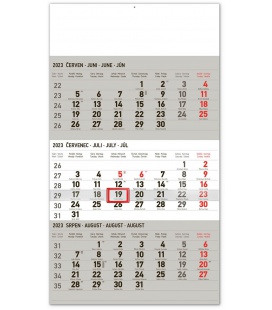 Wall calendar 3měsíční standard šedý – s českými jmény 2023