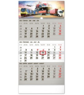 Wall calendar 3měsíční Spedice šedý – s českými jmény 2023